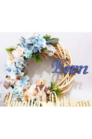 2019 Model Ayıcıklı Çelenk Bebek Odası Kapı Süsü Çok Renkli