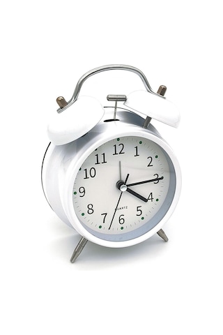 Valkyrie 16cm Büyük Boy Akar Saniyeli Alarm Çalar Saat - Nostaljik Masa Saati Beyaz