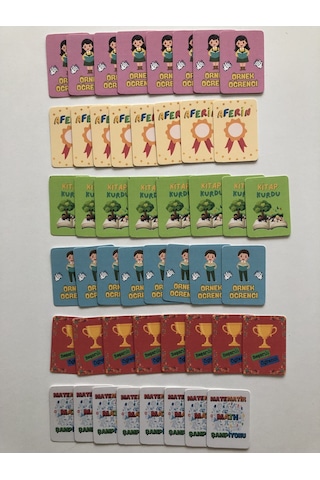48 Adet Öğrenci Başarı Tebrik Kartı 70x50 Mm Örnek Öğrenci,kitap Kurdu, Aferin,matematik Şampiyonu