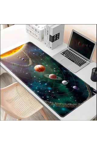 70x30 Cm Güneş Sistemi Temalı Kaydırmaz Taban Speed Yüzey Oyuncu Mouse Pad Gaming