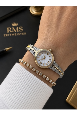 Rms Romanson Vintage Mini Kasa Özel Kordon 2 Yıl Garantili 3 Atm Kadın Kol Saati+bileklik A2239.40 Gümüş - Sarı