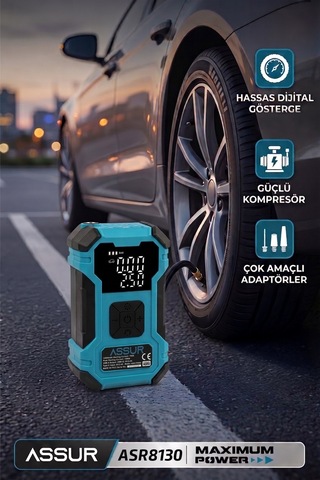 Assur 12000MAH Oto Kompresör Powerbank Led Işık - 3253