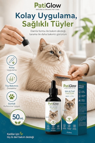 Patiglow Kedi Tüy & Deri Bakım Damlası