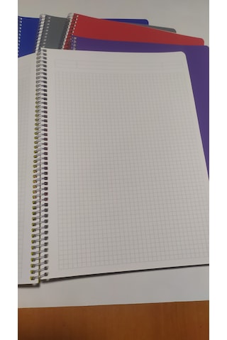 5 Adet 40 Sayfa A4 Kareli Spiralli Plastik Kapak Defter