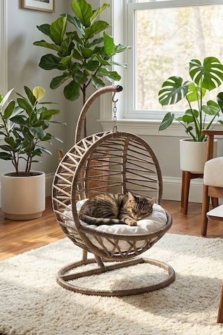 Reyo Pet Lüxperi Kedi Salıncağı & Kedi Yatağı & Kafesi 38x45x65 Cm Kahve
