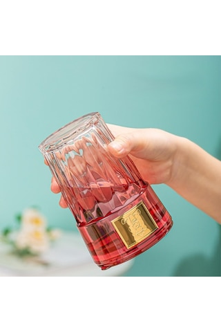 Pipetli Cam Bardak Beyaz - Mavi