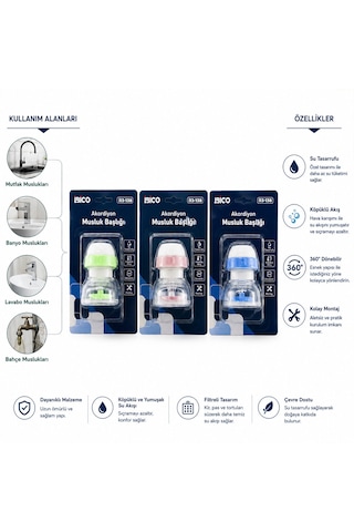 Lunaev 12 Adet Musluk Ucu Filtresi Akordiyon - Pervaneli 360 16 - 19 Mm Tüm Musluklara Uyum Kireçle Açık Ahşap