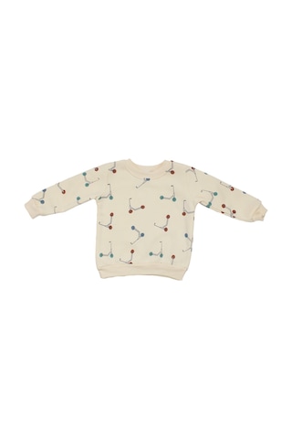Bebegen Erkek Çocuk Ekru Yeşil Renkli Scooter Baskılı Üç İp 2'li Takım Çok Renkli