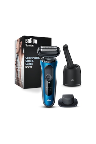 Easyclick Hassas Düzeltici Aparatlı Braun Series 6 Elektrikli Tıraş Makinesi, Temizleme İstasyonlu Sensoflex Erkek Tıraş Makinesi, Islak Ve Kuru, Erkeğe Hediye, Almanya'da Üretilmiştir, 61-b7200cc, Mavi