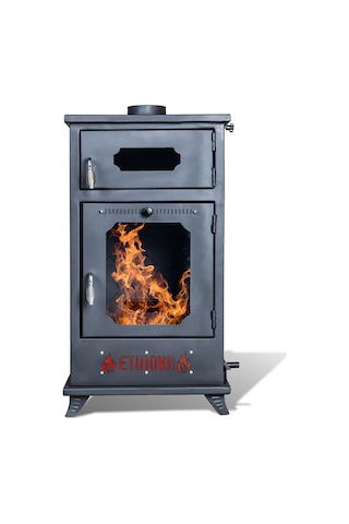 Etinova Eti-b8 Büyük Üç Tarafı Camlı Fırınlı Odun Ve Pelet Yakan Şömine Tipi Soba