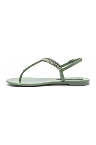Wolk Shoes Mia Parmak Arası Taşlı Kadın Sandalet Yeşil