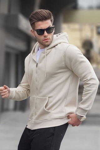 Madmext Bej Kapüşonlu Regular Fit Erkek Sweatshirt 6033 Bej