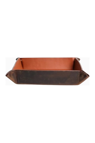 Ryoko Helsinki Valet Tray Oil Pull-up Deri Masa Düzenleyici Dekoratif Tabak & Kaseler Kahverengi