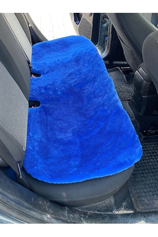 Yumuşak Tüylü Peluş Serme Oto Koltuk Minder Arka Mavi