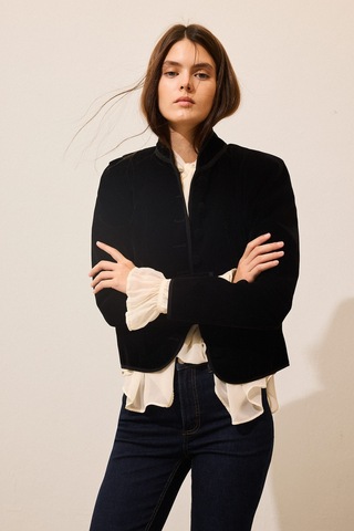 Defacto Çoklu Düğmeli Fitted Dik Yaka Kadife Blazer Ceket I5188ax26wnbk81 Siyah-bk81
