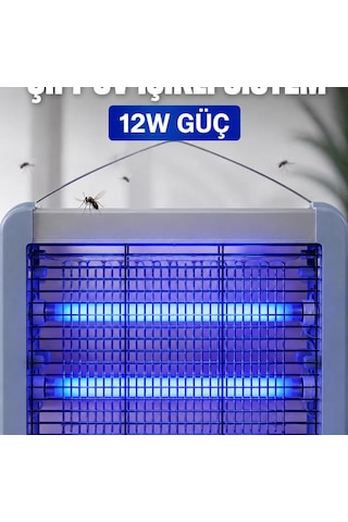 Elektrikli Sinek Ve Sivrisinek Öldürücü 12w Çift Uv Işıklı Böcek Lambası