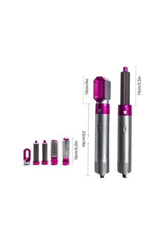 Sones 5'i 1 Arada Sıcak Hava Tarak Otomatik Düzleştirme Çift Amaçlı Saç Kurutma Makinesi Gümüş+gül Kırmızısı Ab Fişi