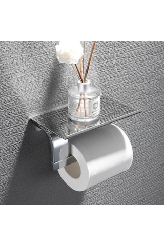 Banyo Paslanmaz Çelik Düz Rulo Tutucu, Tuvalet Kağıdı Havlu Tutucu, Kağıt Havlu Kanca, Cep Telefonu Raf, Banyo Donanım Kalem Kağıt Tutucular Gümüş 16.5 x 12.2 x 11.2 CM
