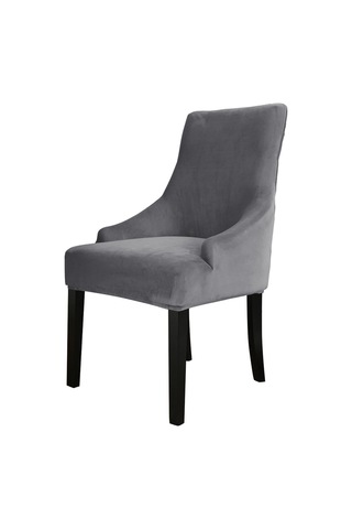 Leezsing Kumaş Sandalye Kılıfı, Kadife Malzeme, Gri Renk, Ev Dekorasyonu, Kolay Kurulum Gri