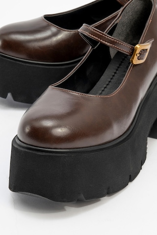Luvishoes Luvi Shoes Linley Kahve Cilt Kadın Kalın Tabanlı Günlük Ayakkabı Kahve Rengi