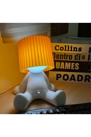 Modest Mike Yaramaz Gece Lambası Utangaç Çocuk Gece Lambası, Çocuk Masa Lambası Turuncu Ve Beyaz