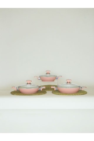 6 Parça Seramik Omlet Pembe Pembe