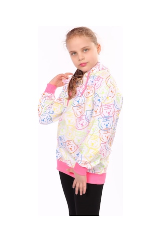 Toontoy Kız Çocuk Komple Baskılı Sweatshirt Beyaz