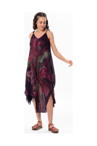 Askılı Vual Afrodit Midi Boy Yazlık Elbise Mürdüm 6210 - Kadın Mürdüm