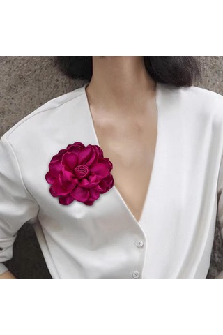 Homyl Anne, Nedime, Düğün İçin Giysilere Uygun Çiçek Broş Kırmızı