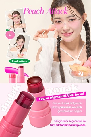 Elensilia Plush Jelly Yanak Ve Dudak Renklendirici Jel Tint Elensilia Plush Blush And Lip 01 Peach Attack