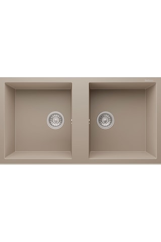 Real Stone P019 Nemrut Granit Mutfak Eviyesi Cappucino Tezgah Altı - Üstü 97x52 Cm İki Gözlü Cappuccino