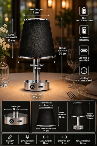 Minimalist Masa Üstü Led Kablosuz Pilli Abajur