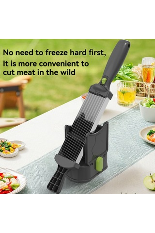 Xindoker Ev Ve Kamp İçin Çabuk Temizlenir Çiğ Et Dilimleyici - Dilim, Ipi, Çubuk, Kırık Modlarıyla Profesyonel Et Kesme Aleti Siyah Siyah