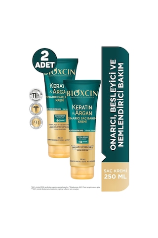 Bioxcin Keratin & Argan Onarıcı Saç Bakım Kremi 2 x 250 ML