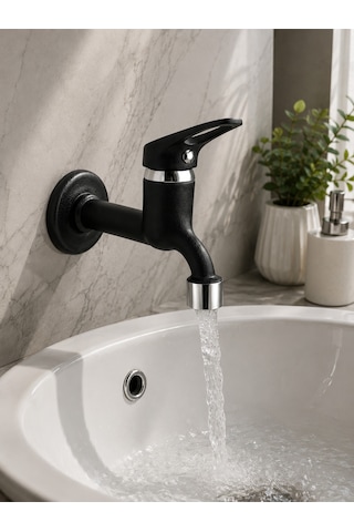 Lüx Siyah Mix Aç-kapa Bahçe Lavabo Musluğu Wc Tuvalet Uyumlu Musluk