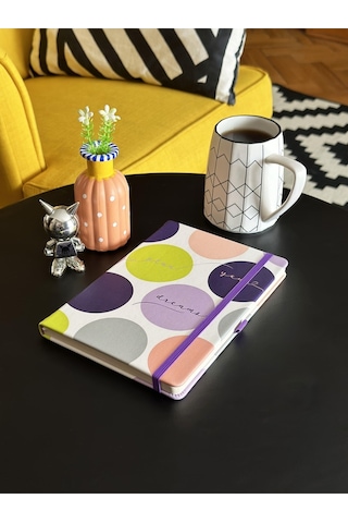 Venzi Art Sert Kapak Vegan Deri 192 Sayfa A5 80gr. Noktalı Defter Mor