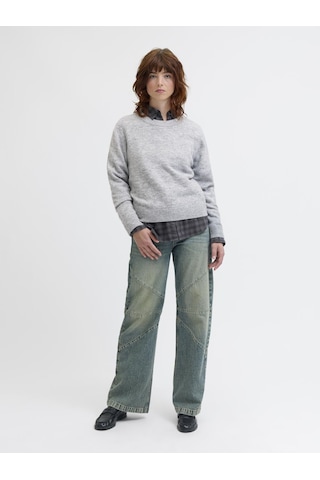 Jack & Jones Kadin Bisiklet Yaka Alpaka Yünlü Kazak - Evi - 12281702 Medium Grey Melange