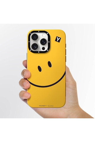 Apple Uyumlu iPhone 14 Pro Max Kılıf Magsafe Özellikli Sunshine Youngkit Daily Happy Serisi Siyahlı Sarı