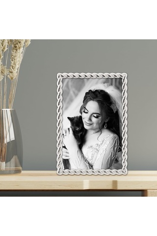 Lexroo 710046 Silver Metal Rope Picture Frame, 10cm By 15cm