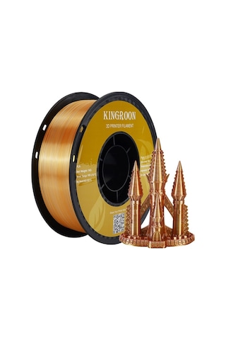 Üç Renkli Silk Pla Filament - Altın-gümüş-bakır Canlı Parlak Renk Geçişi 1.75mm 1 Kg