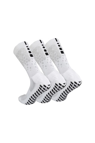 Tenfowee 3 Çift Futbol Çorabı - Honeycomb Desenli, Bambu Tabanca, 38-45 Numara, Tam Beyaz Çok Renkli