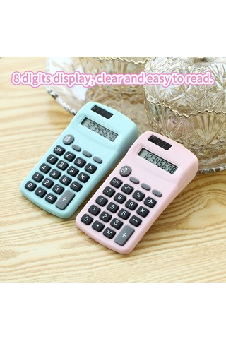Aubyhe 8 Haneli Mini Solar Hesap Makinesi - Taşınabilir Çift Güç Kaynaklı Pembe Pembe