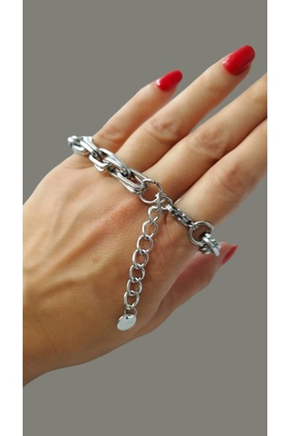 Çelik Gümüş Renk Kararmaz Bayan Klasik Tasarım Bileklik 17+5 Boy Çelik