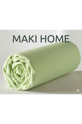 Maki Home %100 Pamuklu Fıstık Yeşili 100+50x70 Tek Kişilik Lastikli Çarşaf Takımı Fıstık Yeşili