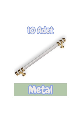 Nesli Alüminyum Metal Lüks Modern Mobilya Çekmece Mutfak Dolabı Kulpu Beyaz-altın 128mm 10 Adet Beyaz - Altın