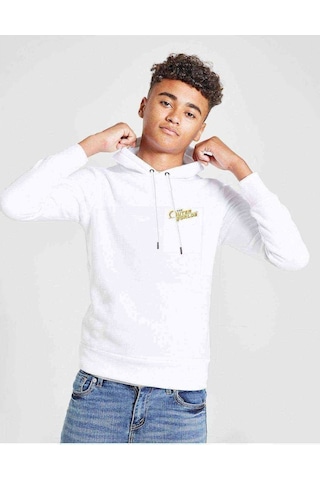 Tshirthane The Outer Worlds Logo Baskılı Unisex Çocuk Kapüşonlu Beyaz Sweat (528608517)