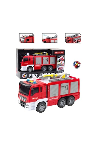 Sürtmeli 1:12 Sesli Işıklı Su Püskürtmeli Çift Merdivenli Full Fonksiyon Eğitici Çocuk Oyuncak Itfaiye Arabası