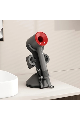 Motion003 Kırıcı Gerektirmeyen Siyah Metal Saç Kurutma Makinesi Tutucu Siyah Tuvalet Düzenleme İçin Duvara Monte Depolama Rafı Modern Güvenli Montaj Braketi Siyah