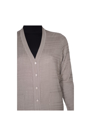 Hesna Kadın Nilay Anne Cepli Düğmeli Taş Beji Triko Ceket 001