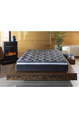 Mu&bah Gri Ultra Ortopedik Hilal Pedli Paket Yaylı Tavşan Tüyü Kumaş Yatak 160x200